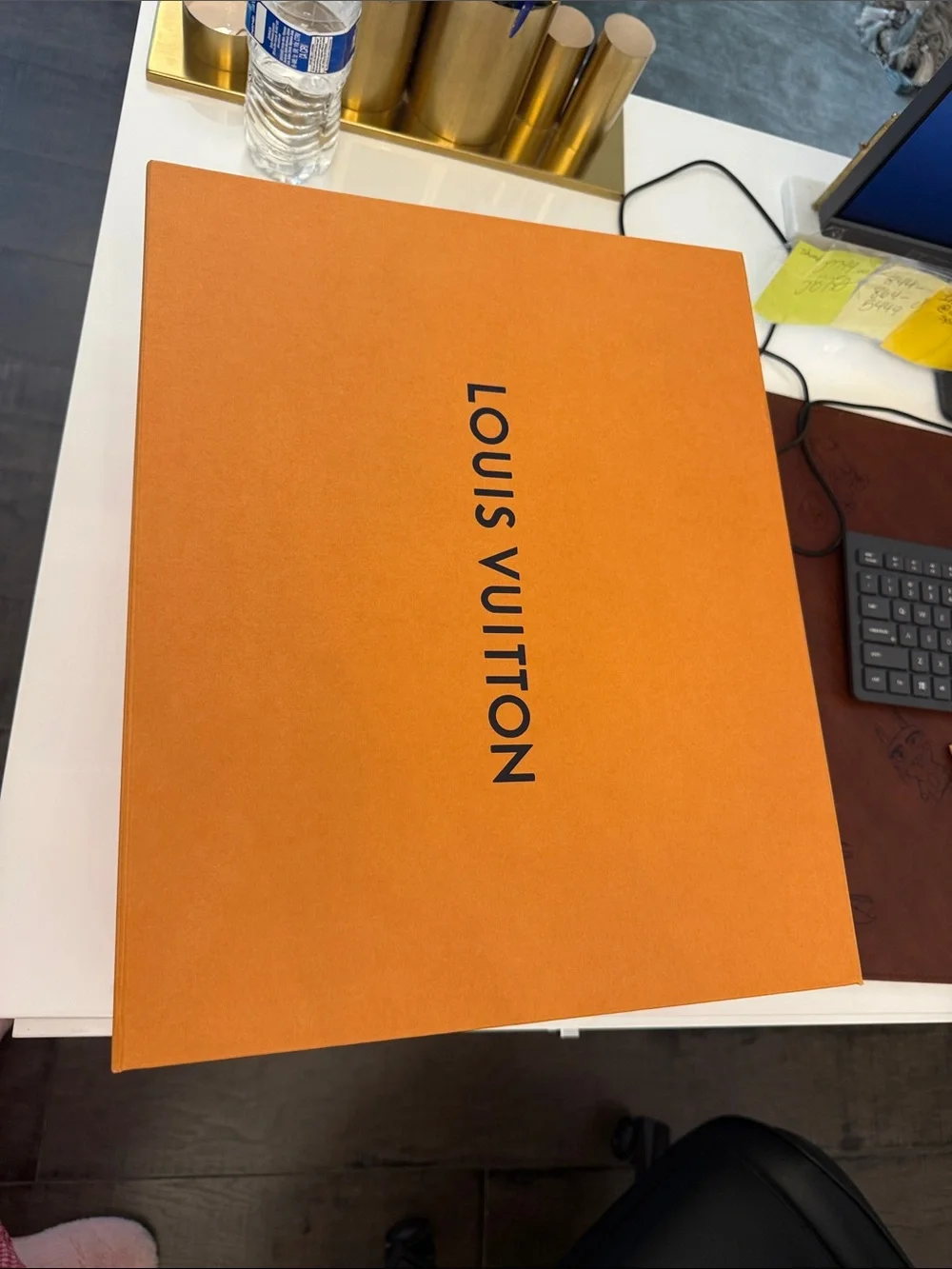 Authentic Louis Vuitton foldable Orange Storage Box with Black Logo